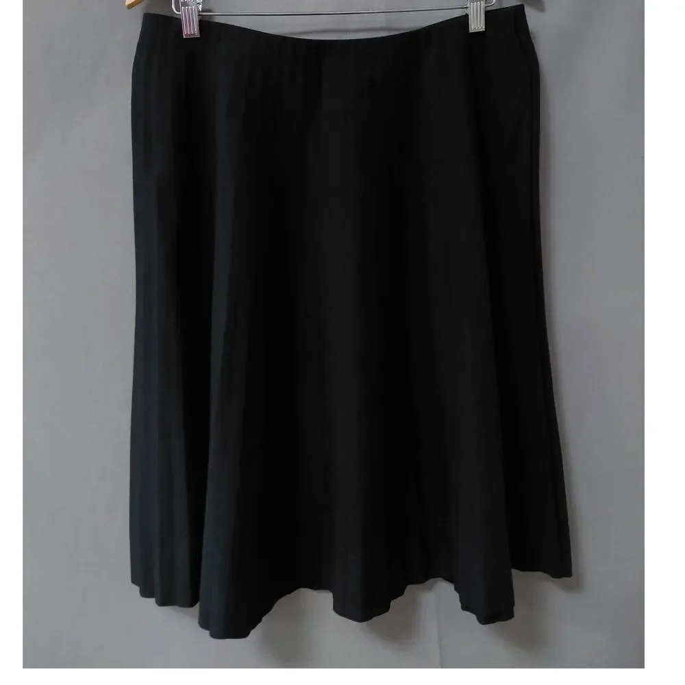 NWT Talbots Rayon Blend Black A-Line Midi Skirt Women Size 12P